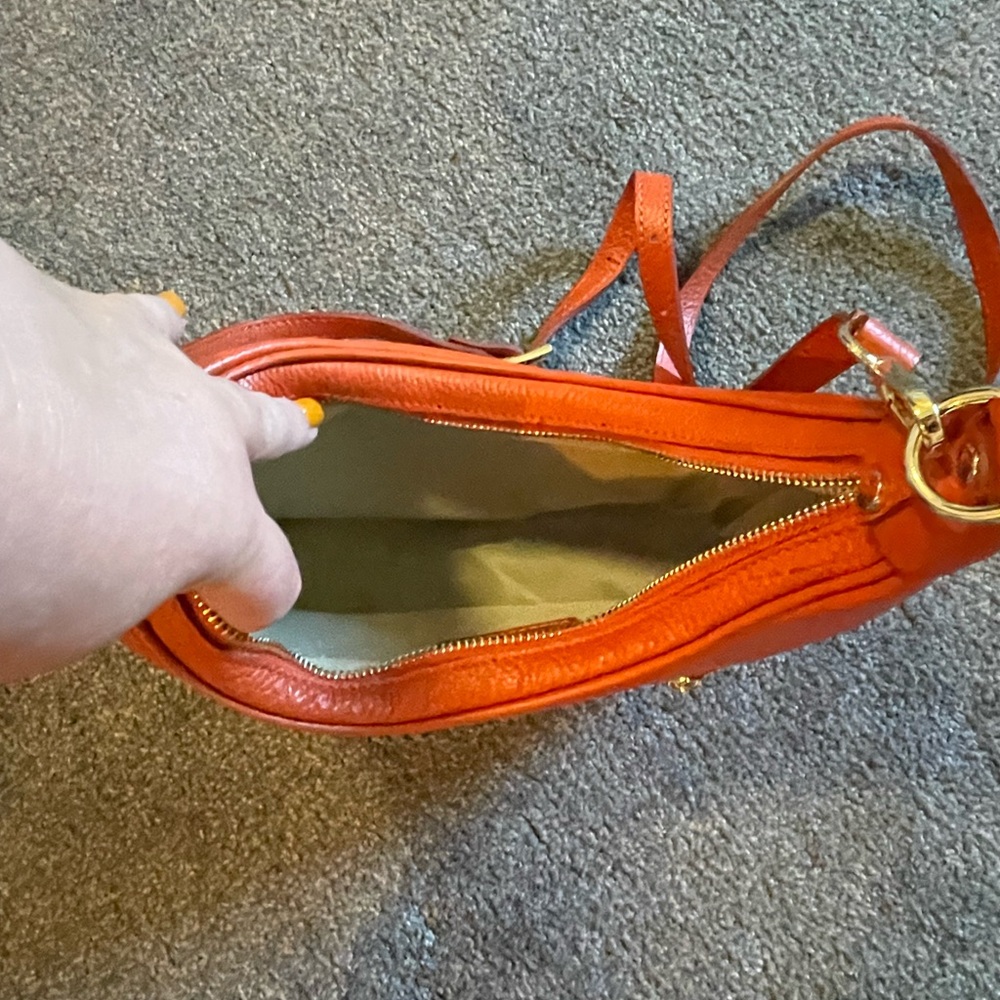 Stylish Orange Leather Shoulder Bag